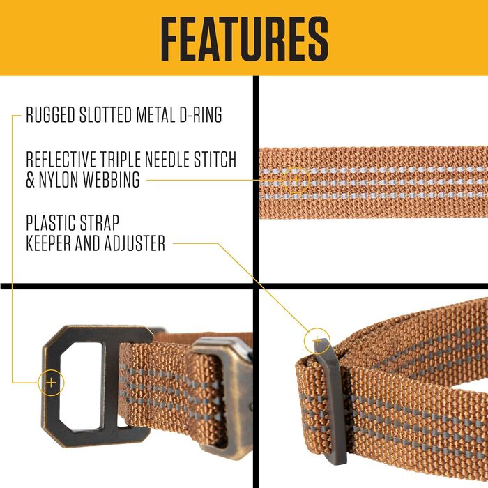 Carhartt Fully Adjustable Nylon Webbing Dog Collars, Reflective Stitching for Visibility, Coral Red (Nylon Webbing), Size L (Light Moss (Nylon Webbing), Medium)