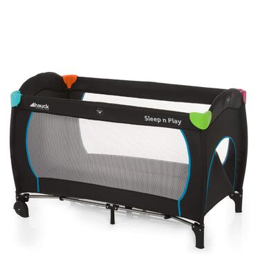 hauck Sleep N Play Go Plus Travel Bed with Carry Bag, Wheels, Play Tunnel, Compact Folding, Baby Travel Bed for Toddlers from Birth to 15 kg (Multicolor Black) Multicolor Black Sleep N Play Go Plus