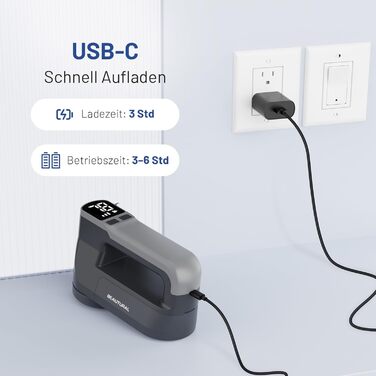 Машинка для видалення катишків Beautural: 3 швидкості, 6 лез, 1800mAh, LED, для одягу, меблів, ковдр, ворсу сірого кольору