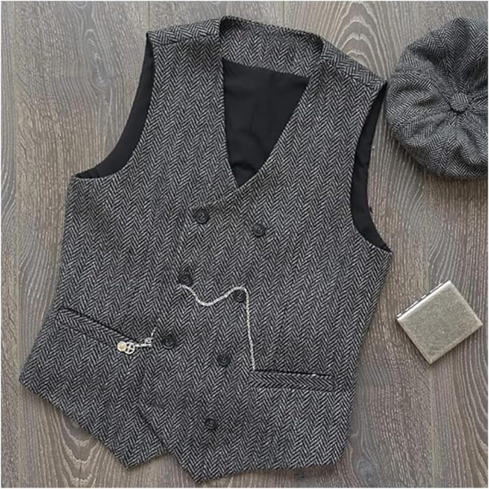 Костюм-двоєник для чоловіків, твідовий жакет та жилет, для весілля та друзів нареченого (L, шампань)