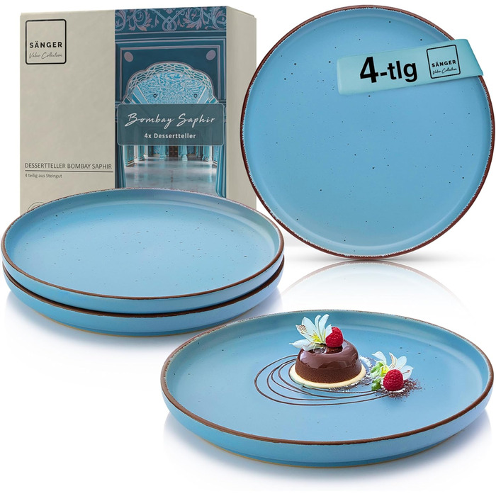 Набір керамічних мисок Sänger VALUE COLLECTION (Бомбей Сапфір) - 4 шт., 700 мл, для мюслі та десертів, стійкі до подряпин, мікрохвильовки та миття в посудомийній машині