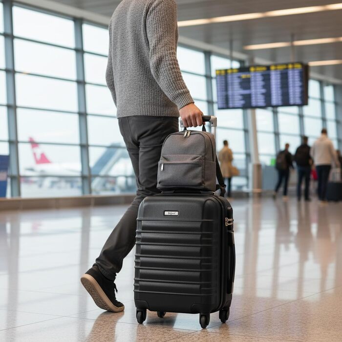 Набір валіз Zelsius 4 шт., чорний | ABS, з кодовим замком, 4 колеса, внутрішній роздільник | Ручна валіза, набір валіз, тріліон, велика валіза