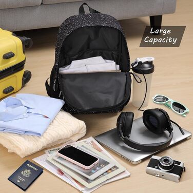 Рюкзак Zicac для чоловіків та жінок, Casual рюкзак для ноутбука 16 дюймів, легкий шкільний рюкзак для учнів та студентів, Daypack, рюкзак для подорожей, універсітету, школи, ділових поїздок, чорний