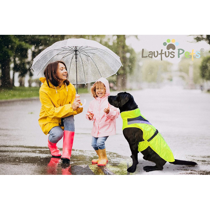Lautus Pets Dog Raincoat, Waterproof, Reflective, Light Yellow with Collar Hole (XL, Yellow)