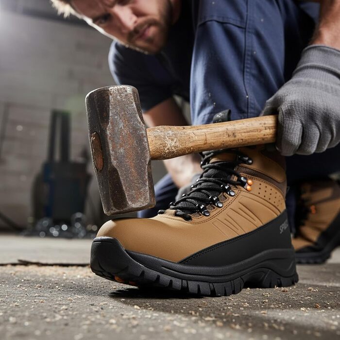Черевики безпеки Spietz для чоловіків: легкі робочі черевики з композитною захисною капою, антистатичні, неслизькі, водонепроникні, для промисловості та будівництва, коричневі, розміри EU 39–46 43 EU