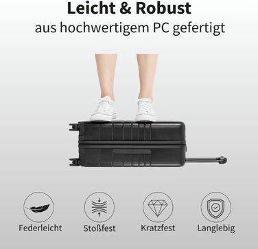 Валіза ETERNITIVE з полікарбонату та ABS: легка, з колесами 360°, з TSA-замком, для ручної поклажі (Оливковий, Чорний, Набір 2 шт. S + M)