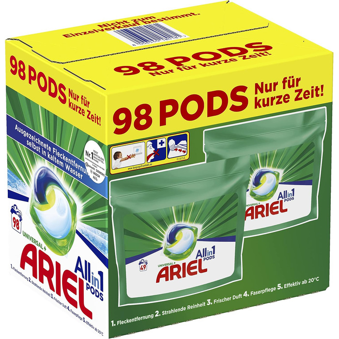 Капсули для прання Ariel All-in-1 для кольорових речей, 98 завантажень