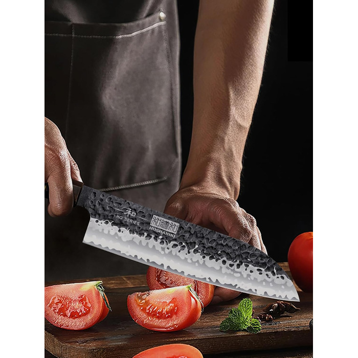 Японський ніж Kiritsuke HOSHANHO 23 см, професійний кухонний ніж з 9 шарів вуглецевої сталі, ніж шеф-кухаря, універсальний ніж у подарунковій коробці (набір ножів 3 шт.)