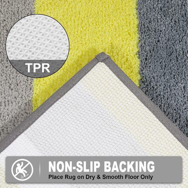 Pauwer Non-Slip Bath Mats Set, 3-Piece Bath Rug Soft Microfiber Absorbent Bathroom Rug Machine Washable Bath Mat for Bathroom Living Room (Yellow) Yellow 50 x 80 cm + 45 x 65 cm + 50 x 60 cm