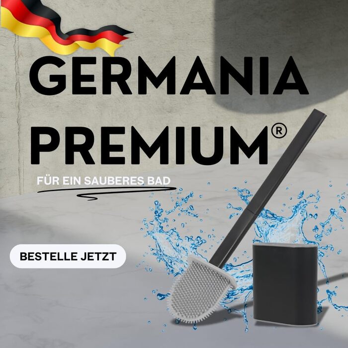 Силіконова щітка для унітазу Klobürste – чорна, настінний монтаж без свердління, самоклеюча – гігієнічна, довговічна, з тримачем