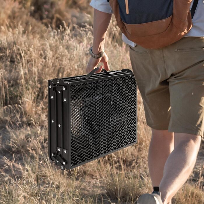 Складний стіл для пікніка REDCAMP 60x40 см, чорний - портативний стіл для кемпінгу, BBQ, приготування їжі на природі з регульованими ніжками