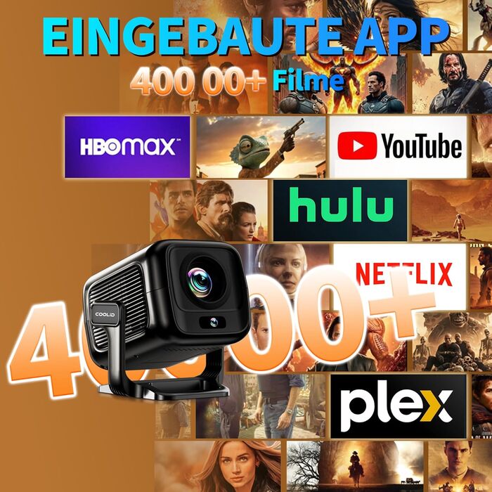 Портативний проєктор Mini Beamer 4K з WiFi 6, Bluetooth 5.4, автоматичною корекцією трапецеїдальних спотворень, обертання 270°, підтримка USB/Laptop, з пультом ДУ та мишкою, білий (Black-1)