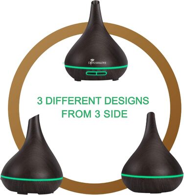 Аромадифузор Diffuserlove 500 мл, ультразвуковий з LED-підсвіткою, зволожувач повітря з пультом, авто-вимкненням, для дому та офісу
