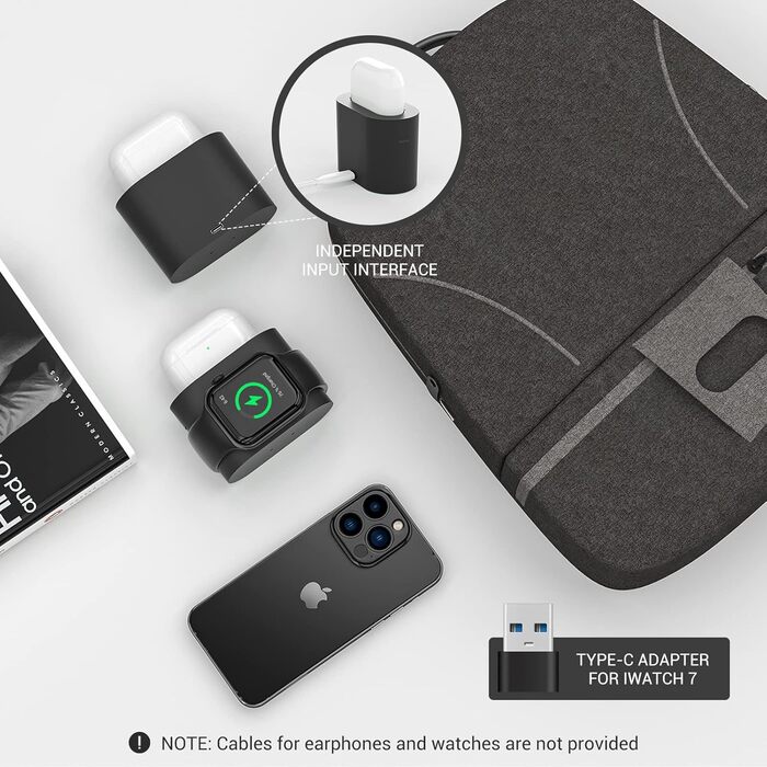 Бездротовий зарядний пристрій COLSUR 3 в 1: зарядка, нічник, будильник. Підходить для iPhone 16/15/14/13/12/11/X/8 Pro Max/Mini/Plus (Чорний)