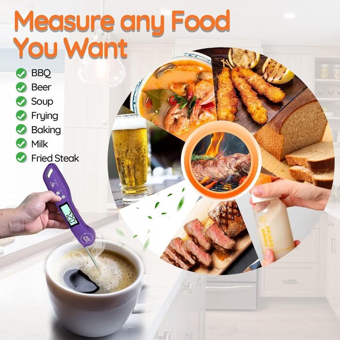 Цифровий термометр для м'яса DOQAUS: приготування на грилі, BBQ, варіння. Швидке зчитування, довга сонда, LCD екран, автовимкнення
