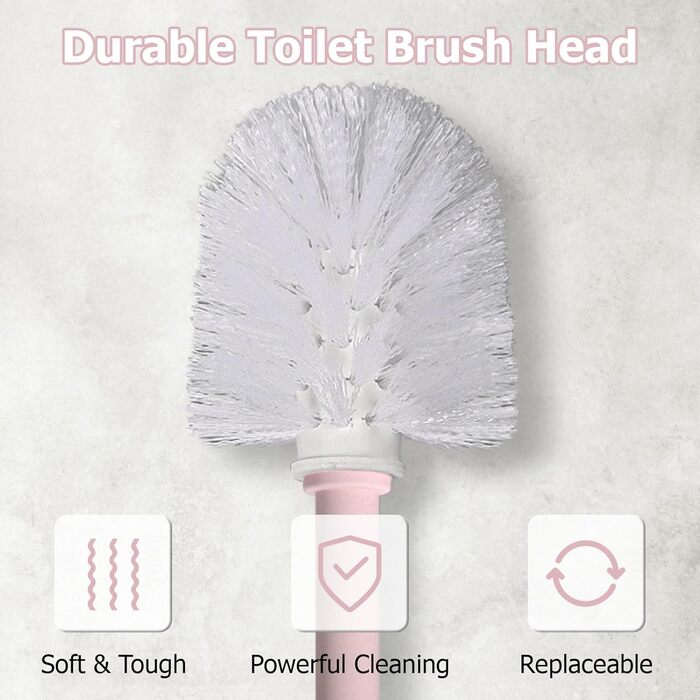 Набір для чищення унітазу Rose: 2 шт. щітки з зручним пластиковим руків'ям та м'якою щетиною, 4 насадки, ергономічний дизайн, для ванної кімнати та туалету