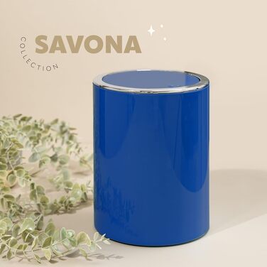 Косметичний кошик для сміття Bremermann SAVONA з гойдальним кришкою та EVA-накладками проти подряпин, 5.5 л, синій