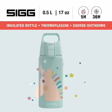SIGG - Insulated Drinking Bottle Kids - Shield Therm ONE - Suitable for Carbonated Drinks - Leak-Proof & Lightweight - BPA-Free - 0.5L