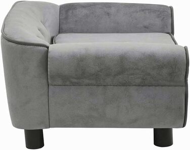 Софа для собак VidaXL, темно-сіра, 72x45x30 см, плюшеве ліжко для собак/кішок