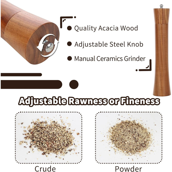 Мельниця для солі та перцю KKC Holz 25 см