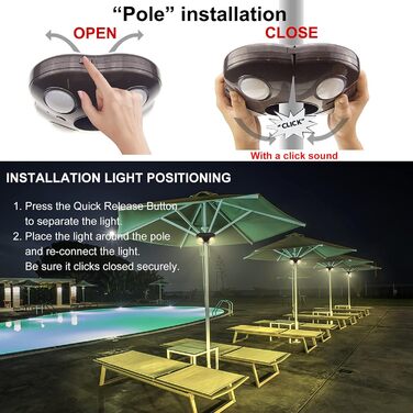 HONWELL LED Outdoor Lights Umbrella Lighting Lamp Emergency Light Dimmable 12 Colors Tent Light Camping Lighting Wireless Light (brown) Battery Powered for Garden Beach BBQ Party Camping