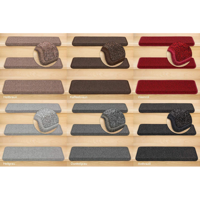 Kettelservice-Metzker Stair Treads/Step Mats in a 15-Piece Value Set, Rectangular, Coffee Brown, Coffee Brown, Rectangular, 15 Pieces