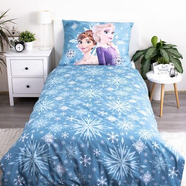 Комплект постільної білизни Disney Frozen: ковдра та подушка з зображенням Ельзи та Анни, 135/140x200 см