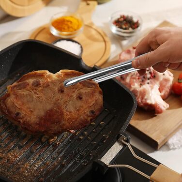 Serving tongs, kitchen tongs, buffet tongs, stainless steel, food tongs, serving tongs, small tongs, pack of 8 (7 inches)