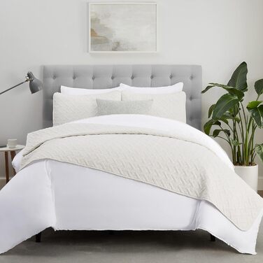 Комплект літньої постільної білизни Serta з ковдрою та наволочками, поліестер, лаймовий колір (Full/Queen, слонова кістка)