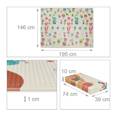 Relaxdays Foldable Play Mat with Animal Motifs