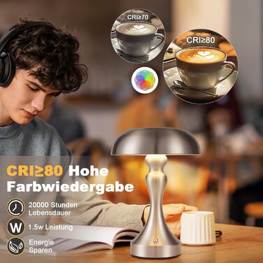 Бездротова настільна лампа Nicke - LED торшер з торканням, регульоване освітлення, USB зарядка, вінтажний дизайн, для спальні та вітальні