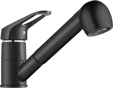 Висувна кухонна змішувач BONADE з двома виходами для води, поворотна на 360°, чорний