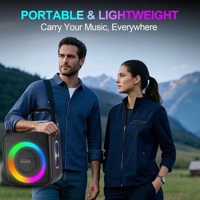 Караоке машина з Bluetooth, 2 мікрофонами, RGB-підсвічуванням та потужністю 30W