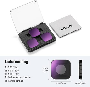 Фільтри NEEWER CPL ND для GoPro Hero 13, 12, 11, 10, 9 - комплект 6 шт. (CPL, ND8, ND16, ND32, ND64, ND1000)