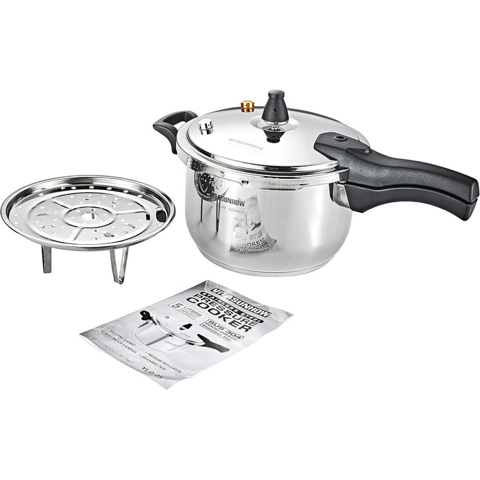 Друк-каструля з нержавіючої сталі 304 з системою безпеки - для індукційних, газових та всіх типів плит - професійне та домашнє використання (5 літрів)