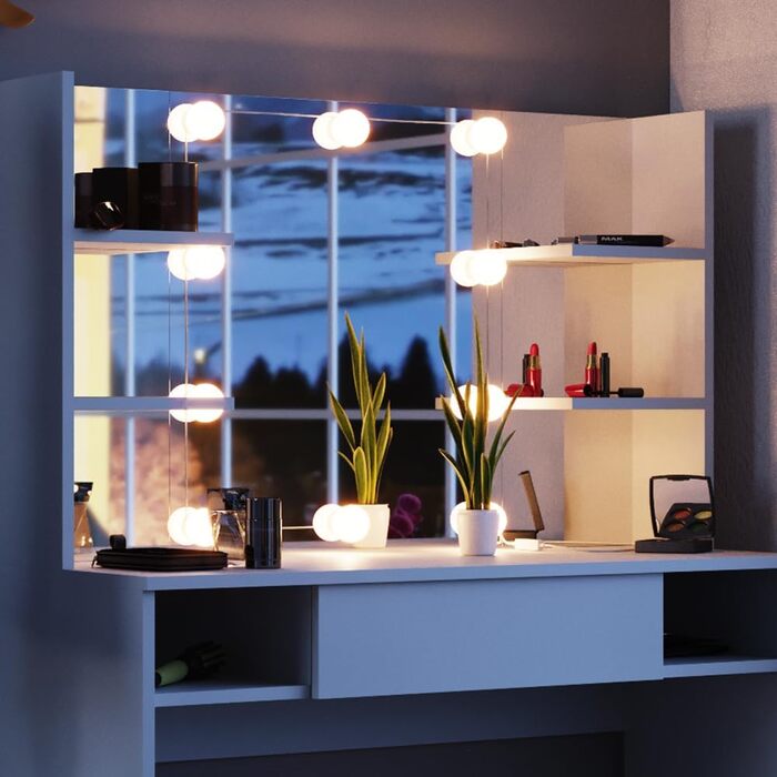 Туалетний столик Vicco Daenerys з дзеркалом і LED-підсвіткою, білий, 100 см