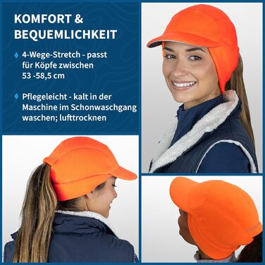 TrailHeads Fleece Sport Mütze Damen - Флісова спортивна шапка для жінок з отвором для хвостика, зимова шапка з світловідбиваючим краєм, універсальний розмір (Hunter Orange)
