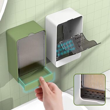 Набір з 2 миски для мила з водовідведенням, милотримач без свердління, органайзер для твердого шампуню, милотримачі у формі листя для кухні та ванної кімнати (зелений та сірий)