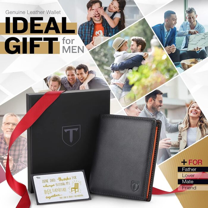 Чоловічий гаманець TEEHON з натуральної шкіри, RFID-захистом, 13 відділень для карток та великою секцією для монет | Місткий портмоне у вертикальному форматі