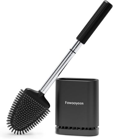 Набір щіток для унітазу Fowooyeen: 2 шт. з силікону, без свердління, настінний кріплення, чорний