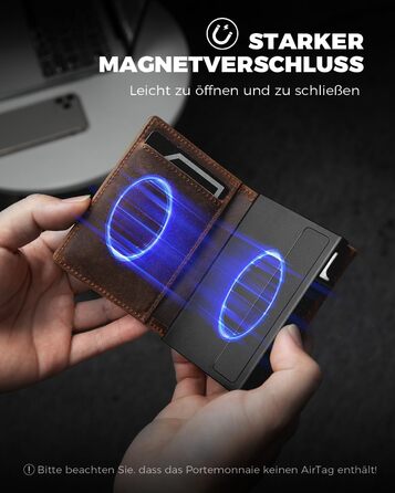 Чоловічий гаманець DODENSHA Airtag з великим монетником, MagSnap-картхолдером, відділенням для AirTag, RFID-захистом, на 10+ карт, червоно-коричневий