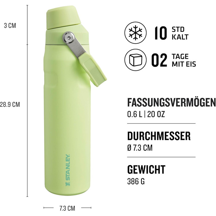 Термос-пляшка Stanley Iceflow 0.6 л для спорту, чорна (Citron), не пропускає воду, BPA-free, зручна для миття в посудомийці, тримає холод до 10 годин