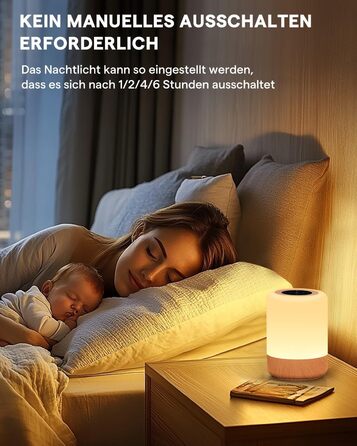Нічник LED 2 шт, сенсорний диммер, USB зарядка, пульт ДУ, 13 кольорів, 3 режими, бездротовий таймер для спальні/вітальні (Коричневий)