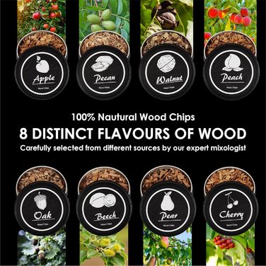 Набір для копчення віскі та коктейлів Smokeologist: 8 натуральних ароматизаторів, преміум-запальничка, подарункова коробка