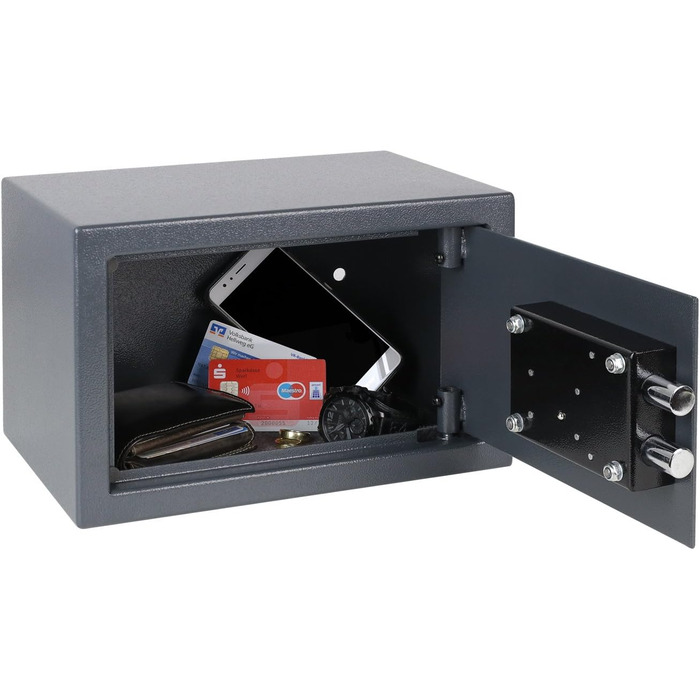 Шафа-сейф HMF 49200-11 з ключем, меблевий сейф | 31 x 20 x 20 см | Антрацит