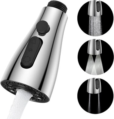 Кухонний змішувач SREWOHS PRO з висувним виливом, 360° обертання, 4 режими розпилення, однорегуляторний, високий вилив, ABS-розпилювач для кухонної мийки, проста установка