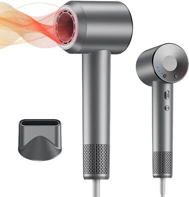 Фен Journeyside Ionen 1600W - Професійний, Швидке Сушіння, Регулювання Температури та Потужності, Anti-Frizz, для Дома та Подорожей (Сірий)