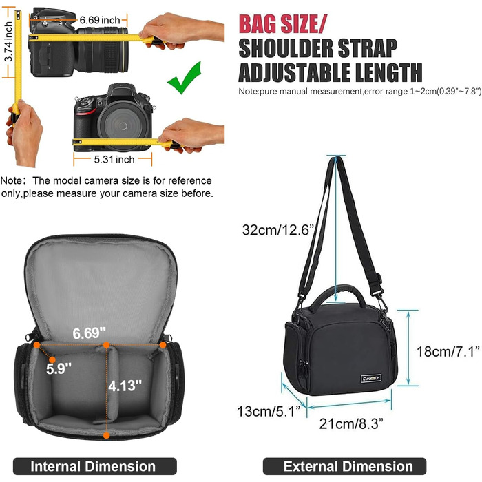 Чохол для камери Cwatcun: водонепроникний, для Canon, Nikon, Sony (SLR/DSLR), з кріпленням на плече