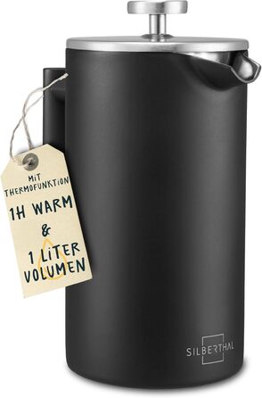 SILBERTHAL Coffee Grinder Manual Conical Burr Grinder - Adjustable Grind Size from Coarse to Fine - Hand Grinder Made of Stainless Steel and Glass - Ideal Gift Idea