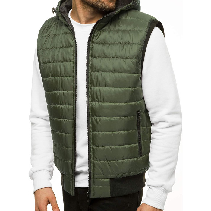 Чоловіча степкова жилетка OZONEEE з капюшоном, без рукавів, спортивна, для активного відпочинку, розмір M, зелена